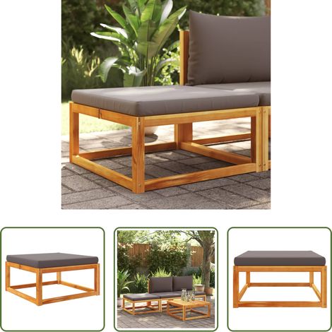 Holz -  Gartenhocker mit Kissen 65x65x29 cm Massivholz Akazie (1/5)