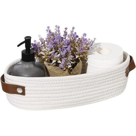 Panier Table a Langer, Panier en Corde de Coton Empilables, Petit Panier Rangement, Panier Rangement Bébé, Panier Rangement Tissé en Corde Coton pour Chambre D'Enfant, Bain, Chambre (1/5)