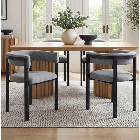 Set di 6 sedie da pranzo grigie in ciniglia e metallo HAVRYA (1/5)