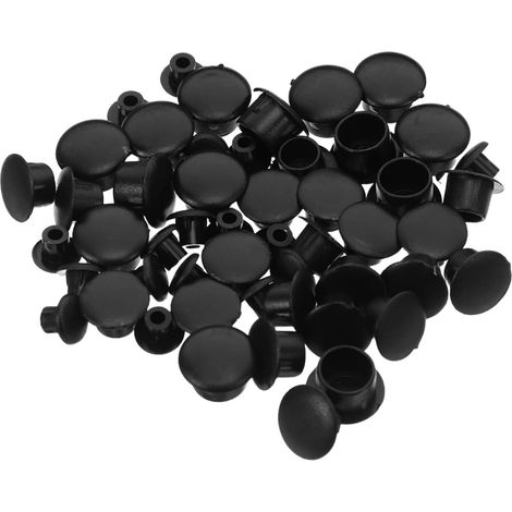 200 cache-vis ronds en plastique noir meubles murs (1/5)