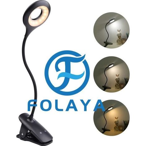 Lampe de Chevet USB Rechargeable sans Fil - FOLAYA - 3 Couleur et 3 Intensité Variable - Noir - 3W (1/4)