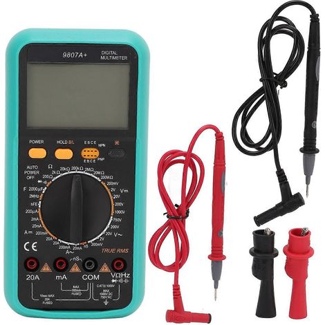 9807A+ Digitales Handmultimeter mit Ton- und Lichtalarm, Spannungs- und Stromprüfer für elektrische Anwendungen