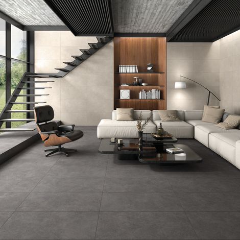 Grès cérame - FLOW - STONE COAL - Naturel - 59,2x59,2x1cm (1/4)