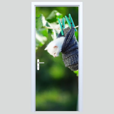 Adhesivo de tela para puerta, gatito con sombrero, 216PD