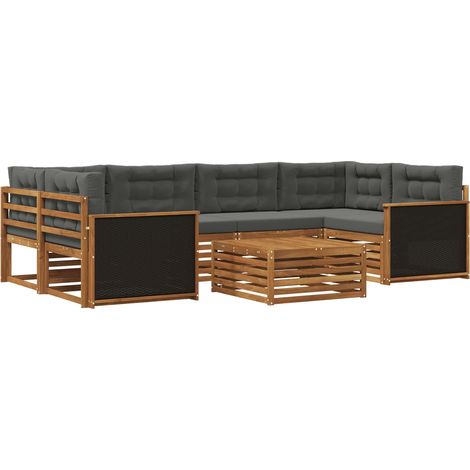 Conjunto de sofás de exterior 7 uds. Natural y Antracita vidaXL (1/5)