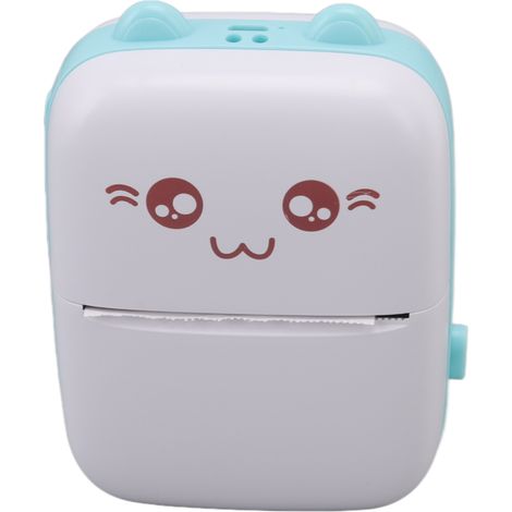 Mini imprimante thermique portable, idéale pour l'apprentissage de nombreuses notions. Mini imprimante de poche pour fournitures scolaires. Blanc et vert.