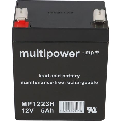 Multipower Blei-Akku MP1223H PB 12V / 5Ah Hochstrom, Faston 6,3 (1/5)