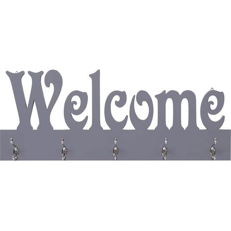 Porte-manteau mural pour Chambre, Salon, Salle de Bain - WELCOME Gris 74x29,5 cm OIB3939E (1/5)