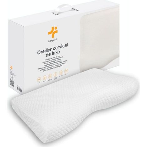 Oreiller Cervical de Luxe Inphysio Oreiller Mémoire de Forme, Ergonomique, Hypoallergénique, 2 Taies d'Oreiller, 60 x 35 x 12-7cm (1/5)