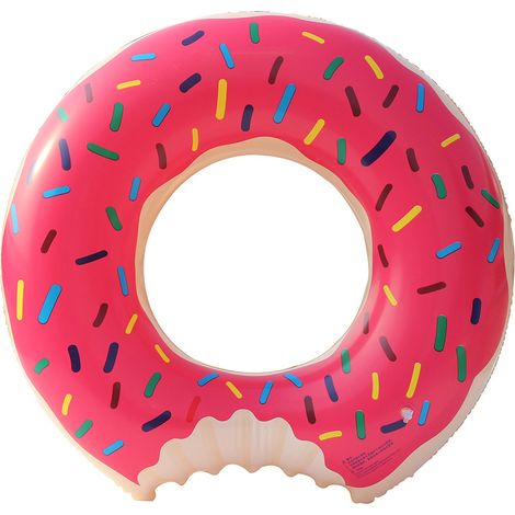 Bouée de Natation PVC Épaisse Style Rétro Rayé – Anneau de Sauvetage Flottant pour Enfants 3-6 Ans et Adultes, Modèle Donut Rose-lsw