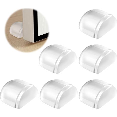 Set mit 6 transparenten, selbstklebenden Türstoppern für alle Hartböden und Möbel