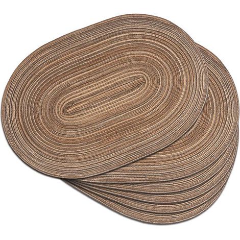 Juego de manteles individuales ovalados, 30, 5 x 44, 5 cm, antideslizante lavable, cocina comedor (beige, juego de 8, juego de 8 piezas (1/5)