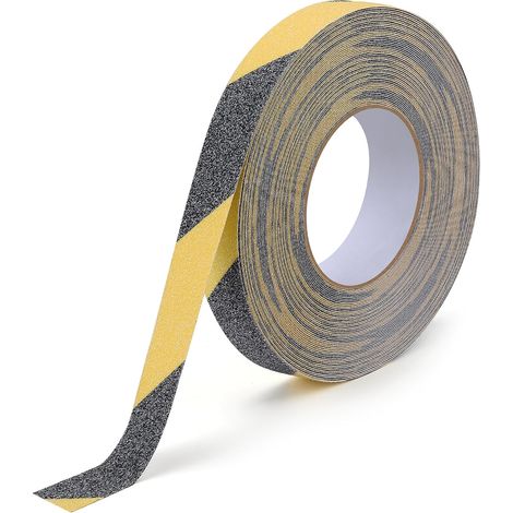4-teiliges Antirutsch-Sicherheitsband für Außentreppen – 2,5 cm x 5 m – wasserfest – extrem strapazierfähig – für Betonböden – gelb (1/4)