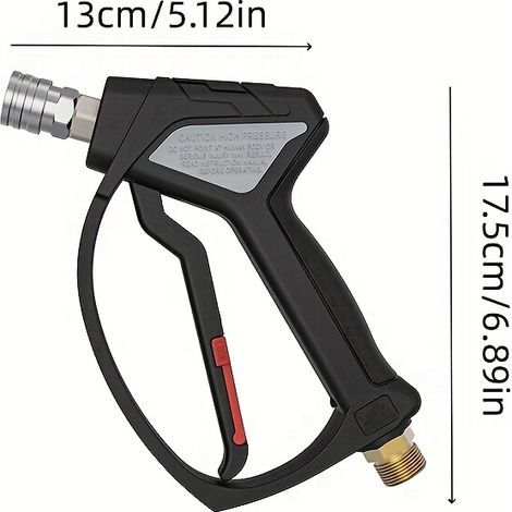 Pistolet à Eau Haute Pression avec Tuyau 14mm et Buse 1/4" – Nettoyeur Portable 5 Modes pour Voiture, Allée, Jardin, Connecteur M22 (1/4)