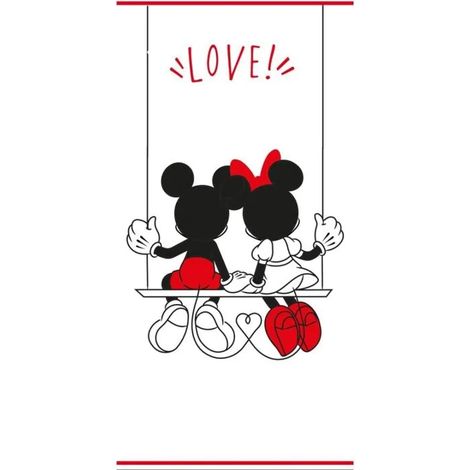 Toalla de playa aymax mickey and minnie 70x140 cm algodón