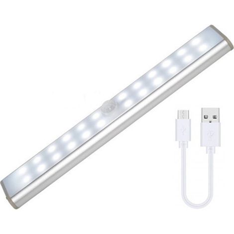 MINKUROW Lampada Per Armadio, Tanbaby Led Sensore Di Movimento Luce Con 24 Led, Ricarica Usb Luce Armadio, 3 Modalità Luce Notturna Luce Armadio, Per Armadio, Guardaroba, Scale, Corridoio (19 Cm) (1/5)