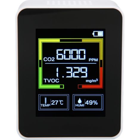 Moniteur d'air intelligent 4 en 1 ZNAZ2CO2 - Détecteur de CO2, thermomètre et hygromètre portable (Blanc) (1/5)