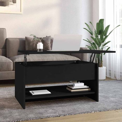 Table basse Table d'appoint pour Salon Chambre - Noir 80x50x40 cm Bois d'ingénierie BV734614 - BonneVie (1/5)