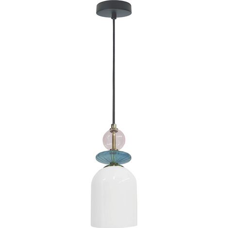 Lampada a sospensione decorativa, paralume in vetro bianco, elementi decorativi, 1xE27 15W, TROPEA Light Prestige (1/5)