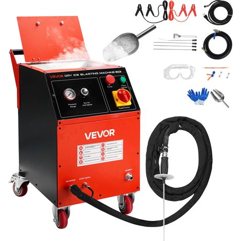VEVOR Machine de Projection de Glace Seche, Capacite 5 kg, Machine de Nettoyage Cryogenique 4 Buses, Pression Quantite Reglables, Nettoyeur a Jet Mobile pour Auto, Navire, Aviation, Produits Chimiques