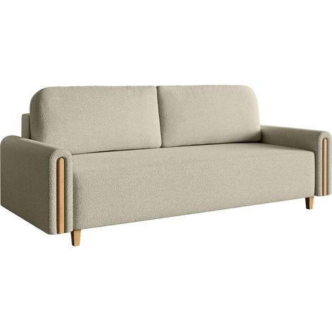 Selsey Majla - 3-Sitzer Schlafsofa, mit Bouclé-Stoff und Bettkasten, Hellbeige (1/5)