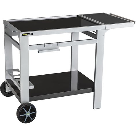 Cook'in garden - Carrello Media 80 - Carrello con Piano di Lavoro - Mobile su Ruote Facile da Spostare, Porta-Bottiglie - Supporto per Plancha o Barbecue