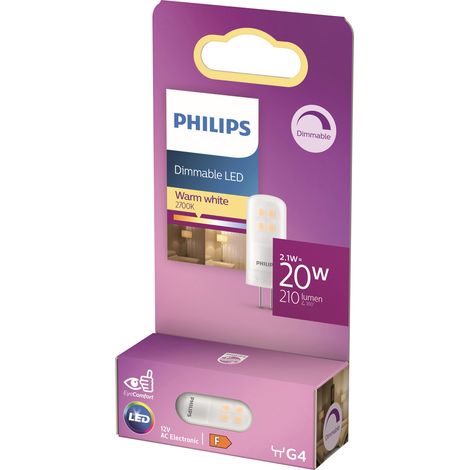 Philips 8720169300576 LED CEE F (A - G) G4 culot à ergots 2.1 W = 20 W blanc chaud (Ø x H) 1.5 cm x