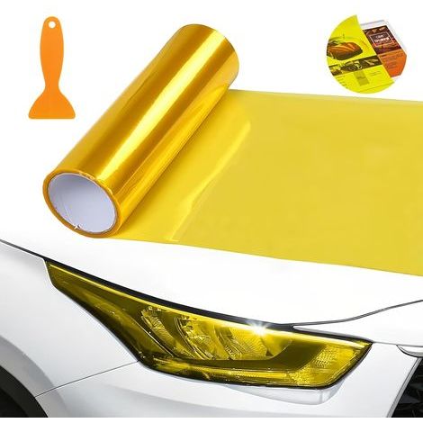 Scheinwerfer-Tönungsfolie 120x30cm selbstklebend gelb PVC wasserdicht Sonnenschutz Auto (1/5)