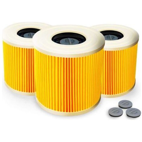 Set di 3 filtri a cartuccia + 3 viti di montaggio aggiuntive – Per aspirapolvere Kärcher WD3 Premium, WD2, WD3, WD3 MV3 e WD3 P – Il set di estensione sostituisce le cartucce 6.414-552.0 e 6.414-772.0 (1/5)