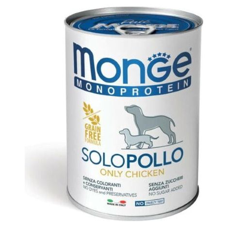 Monge Dog Monoprotein Adult Patè Solo Pollo  - Monge Dog Monoprotein Adult Patè Solo Pollo - Lattina Da 400 Gr