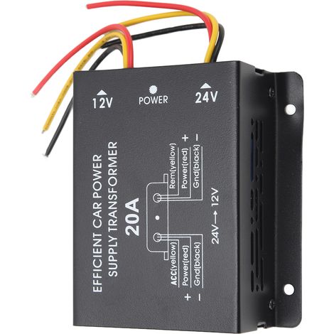 Convertisseur électrique pour voiture 20 A 24 V vers 12 V CC, transformateur d'alimentation électrique pour talkie-walkie, écran de voiture, camion, bus (1/5)