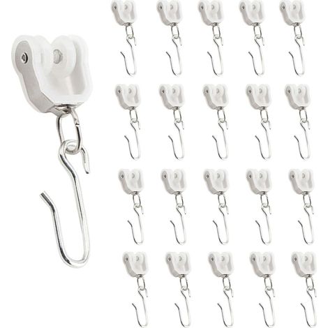 Curtain track with casters and hooks, 15 pieces, featuring thickened steel plates for fixing the curved track, silent wheels, and stainless steel hooks. (1/5)