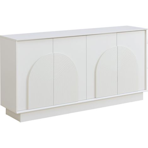 Credenza moderna bianca a 4 ante con porte ad arco, 160 cm, MDF opaco (1/5)