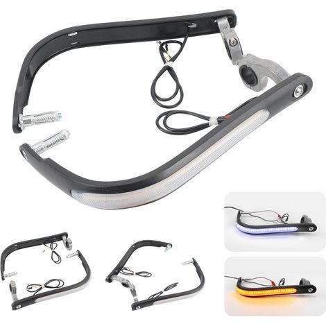 Universal motorcycle handguards with integrated lighting, fall protection for off-road vehicles, horn protection, LED daytime running lights for city motorcycles (1/4)