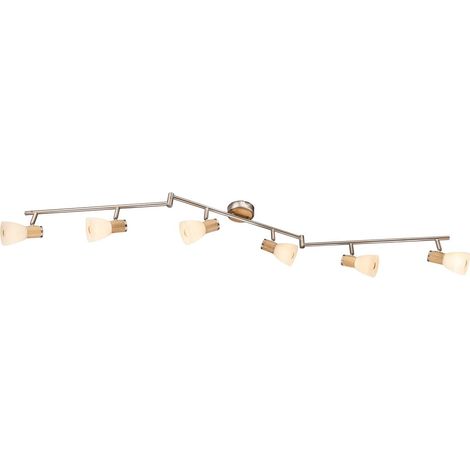 Lampe de plafond Gylfi Nickel avec 6 feux en bois - 54352-6 (1/3)