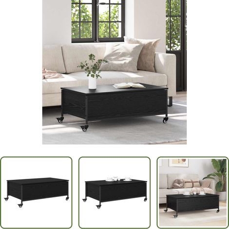 Wohnzimmermöbel - Couchtisch Schwarz Eichen-Optik 91 x 55 x 32 cm Holzwerkstoff (1/5)