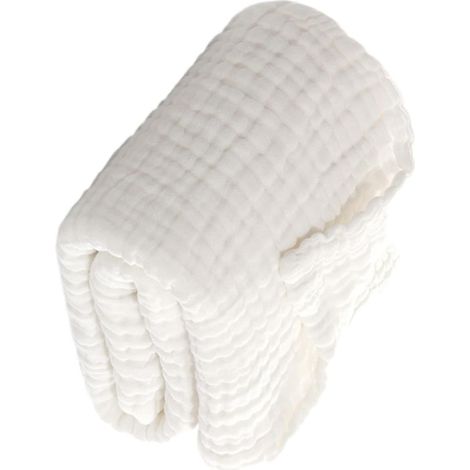 Couverture Bébé D’emmaillotage en Coton Blanc, Bain et Voyage (1/5)