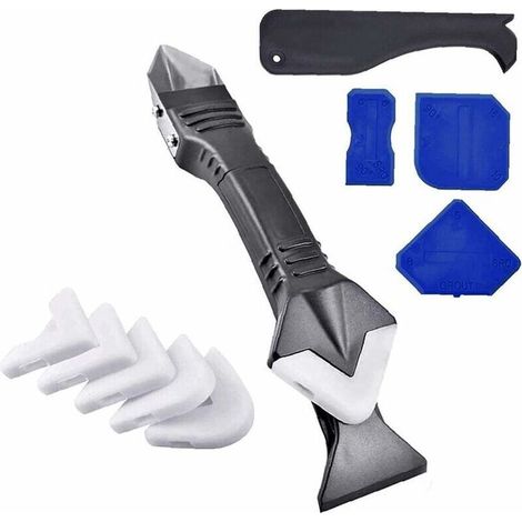 Outils de calfeutrage Silicone Remplissage Blister 3 en 1 grattoir en métal Noir pour Cuisine Salle de Bain fenêtre 11 pièces Outils industriels (1/5)