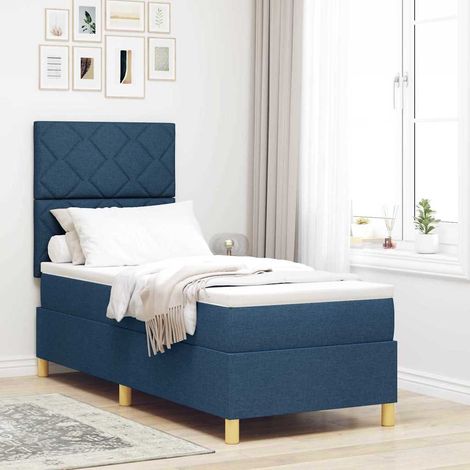 Cama Box Spring LED con cabecera Azul 80 x 200 cm tela (1/5)
