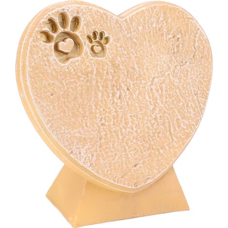 Herzförmiger Tiergrabstein zum Selbermachen, Harz-Hundedenkmal, Außendekoration für Hof und Garten, stehendes Ornament, gelber Sand (1/5)