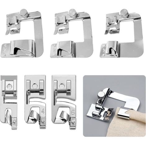 Ensemble de 6 pieds-de-biche en acier inoxydable pour machines à coudre Brother, Singer, W6, Elina et Janome