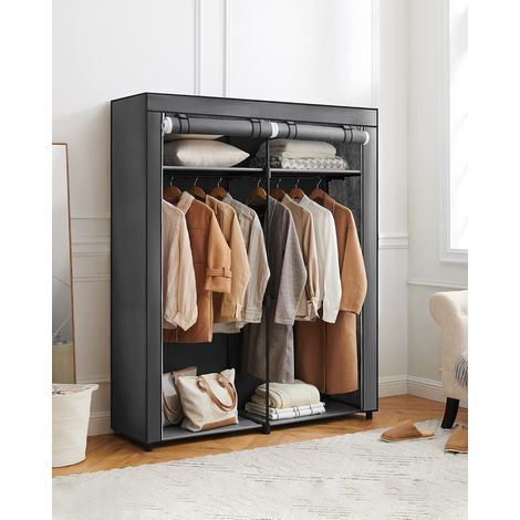 Songmics – Armoire de rangement penderie portable avec barre de suspension – Housse en tissu hydrofuge – 140 x 43 x 174 cm – Charge max 80 kg – RYG02GY (1/5)