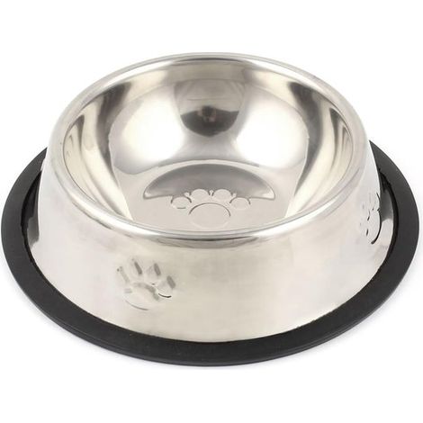 Ciotola per cani in acciaio inox, rotonda, per cibo e acqua, antiruggine, resistente, igienica, antiscivolo, stabile, facile da pulire, 500 ml, acciaio inox, 1 pezzo (1/5)