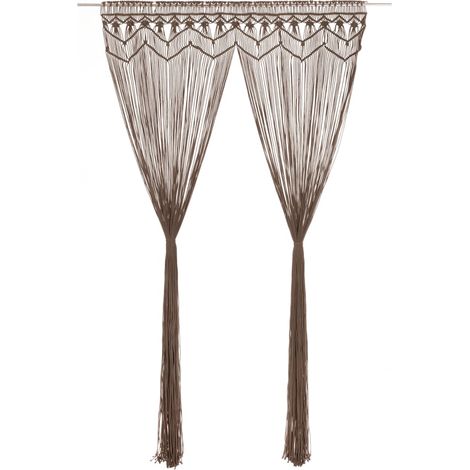 Makramee Vorhang Taupe 140x240 cm Baumwolle