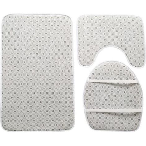 Tapis de Bain 3 Pièces - Gris Flanelle Absorbant Antidérapants - Tapis Contour WC Tapis Housse de Toilette et Tapis Rectangulaire (1/4)