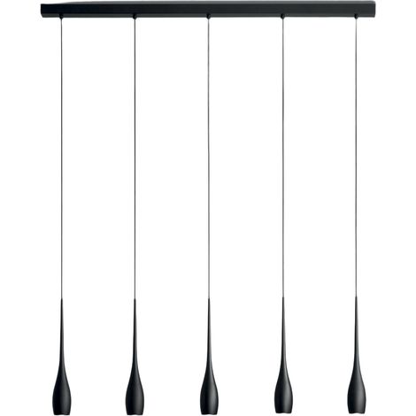 Lampada a Sospensione Coco Nero 5x 7,5W LED Integrato 3270lm 3000K, Dimmerabile a Taglio di Fase, Struttura in Metallo - Design Moderno (1/3)