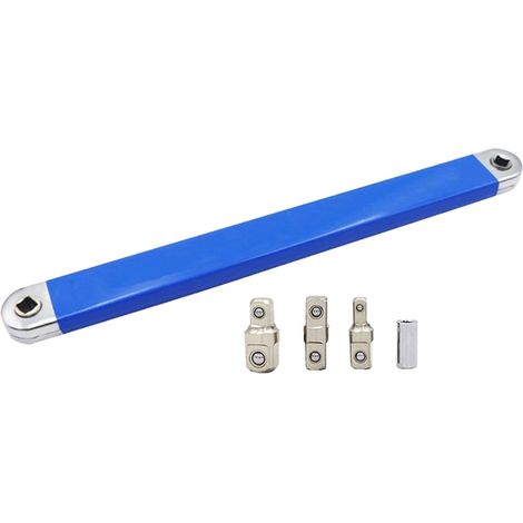 Clé à rallonge universelle multifonctionnelle réglable, clé à cliquet double extrémité bleue