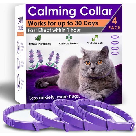 Colliers apaisants pour chats et chiens - Lot de 4, violets en forme de X (1/4)