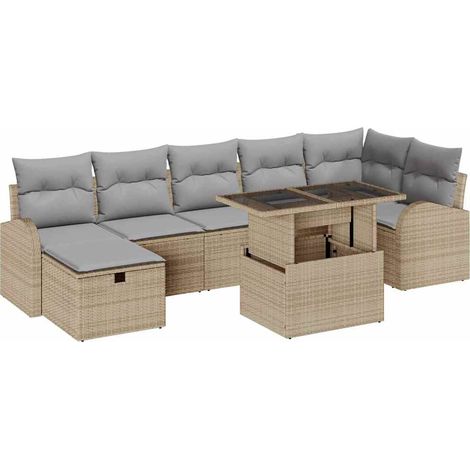 Garden Sofa Set 8 pcs Beige Poly Rattan vidaXL (1/5)