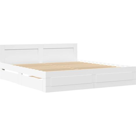 Bed Frame with Headboard without Mattress White 180x200 cm Super King vidaXL